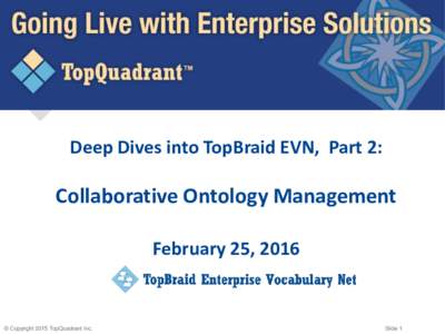 Deep Dives into TopBraid EVN, Part 2:  Collaborative Ontology Management February 25, 2016  © Copyright 2015 TopQuadrant Inc.