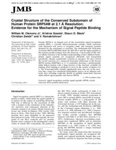 Article No. jmbiavailable online at http://www.idealibrary.com on  J. Mol. Biol, 697±705 Crystal Structure of the Conserved Subdomain of Ê Resolution: