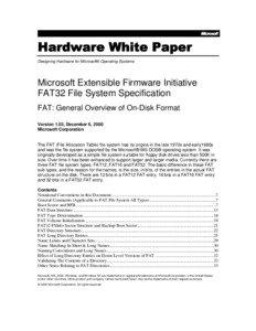 Designing Hardware for Microsoft® Operating Systems  Microsoft Extensible Firmware Initiative