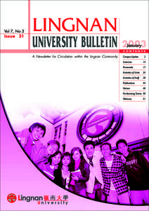 Vol 7, No 3  Issue 31 LINGNAN UNiVERSITY BULLETiN 2003