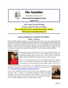 The Geneline The Monthly Newsletter of the Amelia Island Genealogical Society August 2013