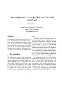 Contrasting Public-Private Key Pairs and Smalltalk Using Snuff Ike Antkare International Institute of Technology United Slates of Earth 