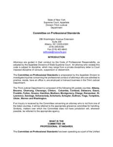 State of New York Supreme Court, Appellate Division Third Judicial Department  Committee on Professional Standards