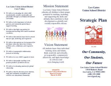 Los Gatos Union School District Core Values  ✰ We believe in educating the whole child