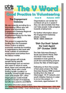The V Word  Good Practice in Volunteering The Engagement  Issue 13
