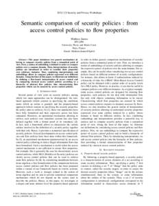 Semantic Comparison of Security Policies: From Access Control Policies to Flow Properties