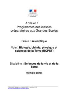 $QQH[H Programmes des classes préparatoires aux Grandes Ecoles Filière : scientifique Voie : Biologie, chimie, physique et