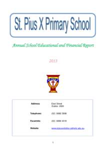 Annual School Educational and Financial Report 2013 Address:  East Street