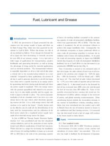 Fuel, Lubricant and Grease  1 Introduction　　 　　　　　　　　　　　　　 of heavy oil cracking facilities compared to the processing capacity of crude oil atmospheric distillation facilities,