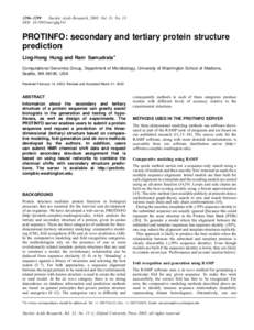 3296–3299 Nucleic Acids Research, 2003, Vol. 31, No. 13 DOI: [removed]nar/gkg541 PROTINFO: secondary and tertiary protein structure prediction
