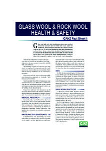 FINAL Icanz FS1HS:38 AM Page 1  GLASS WOOL & ROCK WOOL HEALTH & SAFETY ICANZ Fact Sheet 1