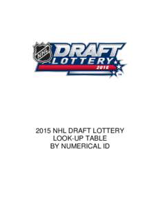2015 NHL DRAFT LOTTERY LOOK-UP TABLE BY NUMERICAL ID 2015 NHL ENTRY DRAFT LOTTERY LOOKUP TABLE