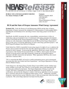 Microsoft Word - draft news release Wind Energy MOU 1-09