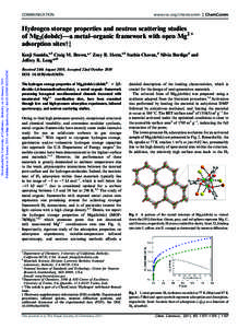 COMMUNICATION  www.rsc.org/chemcomm | ChemComm Hydrogen storage properties and neutron scattering studies of Mg2(dobdc)—a metal–organic framework with open Mg2+