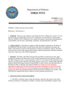 DoD Directive[removed], August 3, 2010; Incorporating Change 1, March 31, 2011
