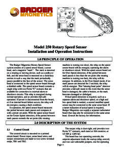 Mag-Con Engineering Model 250 Speed Sensor Startup Del ay 15 20