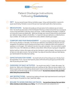 NEUROSURGERY Patient Discharge Instructions Following Craniotomy