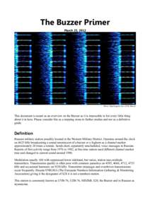 The Buzzer Primer March 25, 2012 Above: Spectrogram view of the Buzzer  This document is meant as an overview on the Buzzer as it is impossible to list every little thing