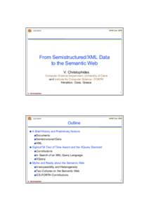 HDMS June[removed]ICS-FORTH From Semistructured/XML Data to the Semantic Web
