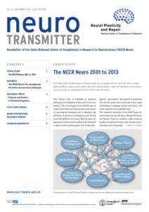 neuro Transmitter NoDecemberLast Edition Newsletter of the Swiss National Center of Competence in Research in Neuroscience / NCCR Neuro