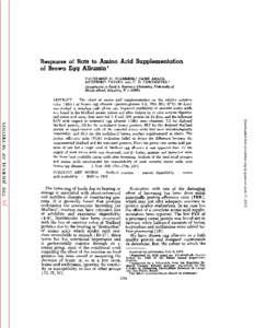 Response of Rats to Amino Acid Supplementation of Brown Egg Albumin1 VALDEMIRO C. SGARBIERI,