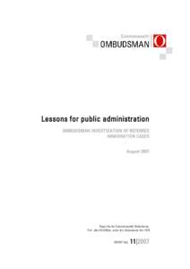 Lessons for public administration: Ombudsman investigation of referred immigration cases