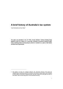 A brief history of Australia’s tax system Sam Reinhardt and Lee Steel1