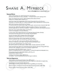 Shane A . Myrbeck  [removed] | shanemyrbeck.com Selected Works Fathom: self-assembling music[removed]Exploratorium, San Francisco