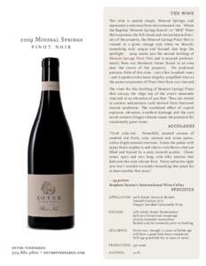 the wineMineral Springs pinot noir  2009