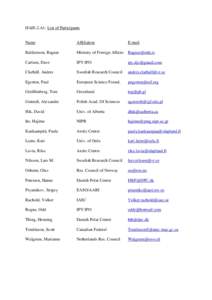 HAIS-2.A1: List of Participants  Name Affiliation