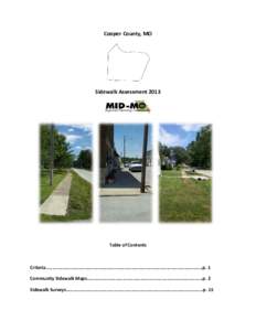 Cooper County, MO  Sidewalk Assessment 2013 Table of Contents