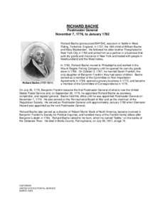 Ebenezer Hazard / Benjamin Franklin / Science / Richard Bache Jr. / William J. Duane / Pennsylvania / United States / Richard Bache