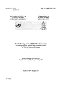 Distribution : limited English only IOC-IHO/GEBCO SCGN-X/3  INTERGOVERNMENTAL