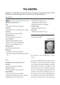 The AGORA Newsletter of the Rationality and Society Section of the American Sociological Association and the Research Committee on Rational Choice of the International Sociological Association SummerElizabeth Robe