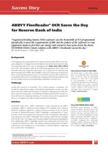 Success Story  Banking ABBYY FineReader® OCR Saves the Day for Reserve Bank of India