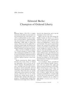 Champion of Ordered Liberty by John Attarian  John Attarian Edmund Burke: Champion of Ordered Liberty