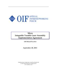 Micro Integrable Tunable Laser Assembly Implementation Agreement OIF-MicroITLASeptember 20, 2011