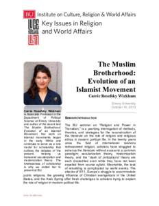 Key Issues in Religion and World Affairs The Muslim Brotherhood: Evolution of an