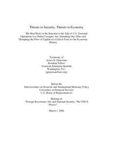 Threats to Security, Threats to Economy