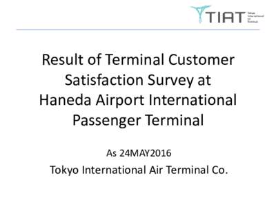 Result of Terminal Customer Satisfaction Survey at Haneda Airport International Passenger Terminal As 24MAY2016