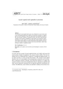 ASECU  South Eastern Europe Journal of EconomicsSocial Capital And Capitalist Economies