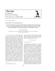 The Auk  A Quarterly Journal of Ornithology Vol. 120 No. 4 October 2003 The Auk 120(4):941–952, 2003