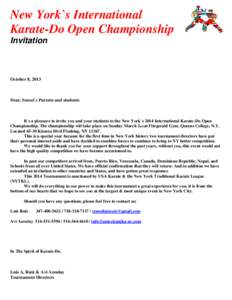 New York`s International Karate-Do Open Championship Invitation October 8, 2013