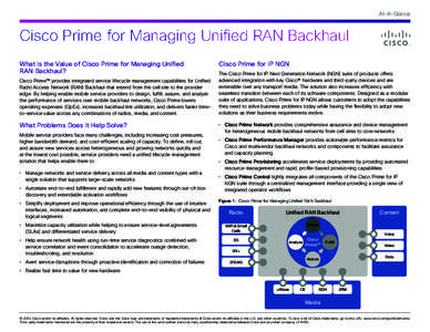 Cisco Prime for Managing Unified RAN Backhaul