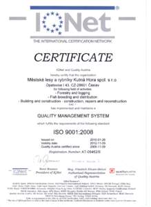 ®  THE INTERNATIONAL CERTIFICATION NElWORK CERTIFICATE IQNet and Quality Austria