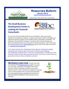 Resources Bulletin January 2016 NW COLORADOBUSI N ESS.ORG  P lease share this w ith your netw orks!