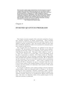 This document contains pages extracted from Automatic Quantum Computer Programming: A Genetic Programming Approach, by Lee Spector (Kluwer Academic Publishers, [removed]Only those pages which were used to document the asso