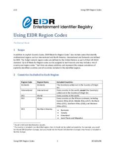 v1.0  Using EIDR Region Codes Using EIDR Region Codes Technical Note