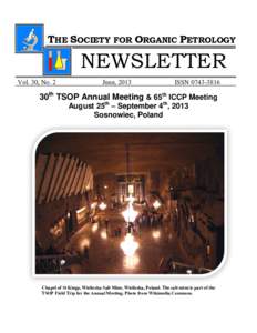 THE SOCIETY FOR ORGANIC PETROLOGY  NEWSLETTER Vol. 30, No. 2  June, 2013