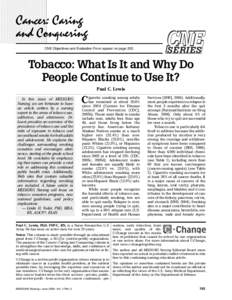 CNE Objectives and Evaluation Form appear on pageSERIES Tobacco: What Is It and Why Do People Continue to Use It?